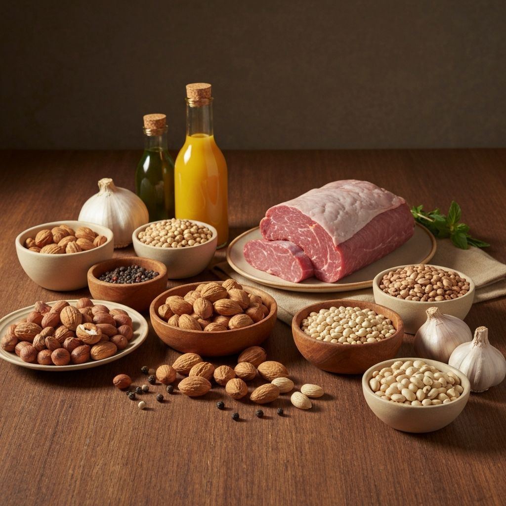 Protein-rich foods arrangement